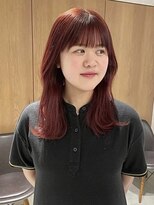 エミス バイ メルト 吉祥寺(emis by melt)&nbsp;【石川絢佳】ワインレッド暖色カラーミディアム切りっぱなし