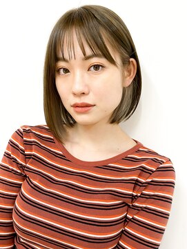 ミィ 表参道(mee.) 【mee.】オオニシ　前髪　イヤリングカラー　ボブ　ベージュ