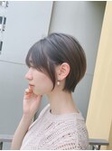 【津賀 涼】ショートグレージュカラーボブウルフココアベージュ