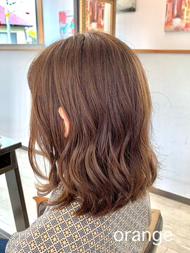 オレンジ(orange) 【orange大分賀来】切りっぱなしゆるウェーブミディアムボブ