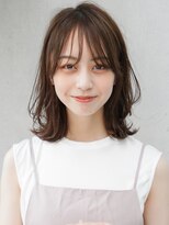 リヤン 表参道(lyann)&nbsp;ショコラベージュ ボブルフ  ベビーバング カール くびれヘア