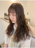 ロングパーマ ニュアンスパーマ オン眉