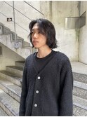 ◎メンズボブウルフメンズミディアムメンズロングワックスなし