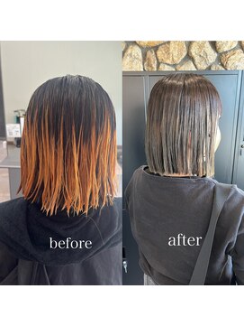 ガルボヘアー 桟橋店(garbo hair) ボブ　グラデーション　グレージュ　透明感
