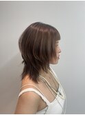 ミディアムヘア暗めカラー/デザインカラー/フェイスフレーミング