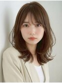 顔まわりレイヤー/セミロング/似合わせ/ナチュラルブラウン