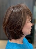 ミセス レイヤーボブ 顔周りレイヤー シースルーバング