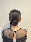 タイトシニヨン アップスタイル ベロアリボン &nbsp;参列 お呼ばれ