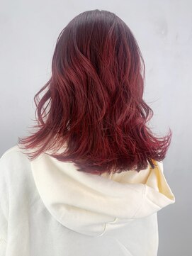 アルバム 銀座(ALBUM GINZA) オレンジレッド_アッシュブラウンネオウルフ外ハネボブ_ba274151