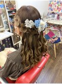 大人気『フルールヘア♪』にアクセのお花をミックスしました~♪