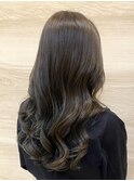 透明感暗髪オリーブグレー