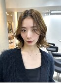 前髪なし髪質改善姫カットセミディカールシアーカラー縮毛矯正