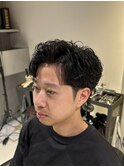 メンズツーブロックナチュラルパーマスタイルT