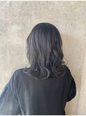ミディアムx暗髪グレージュ
