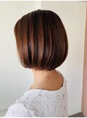 【石橋/ショート】髪質改善 白髪ぼかしハイライト、ヘアカラー