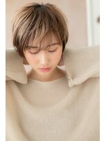 カバーヘア ブリス 上尾西口店(COVER HAIR bliss)&nbsp;カーキベージュオンブレ小顔マッシュショートY上尾10代20代30代