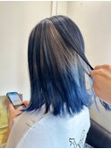 大人かわいいインナーカラー ブルー/髪質改善Tr/Wカラー