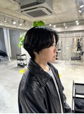 黒髪ハンサムショート/センターパート/アッシュブラック/船橋