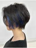 20代30代大人可愛い小顔ショートボブ丸みインナーカラー