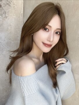 エインアンリー 明治神宮前(AIN.ANLY.) 韓国ヘア顔周りレイヤー暗めミルクティーベージュグレージュ