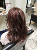 太めハイライト×ピンクベージュ