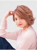 ピンクベージュ_ホワイトアッシュエアリーショート
