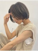 ボブ×シルキーベージュ×ハイライト×20代、30代、40代