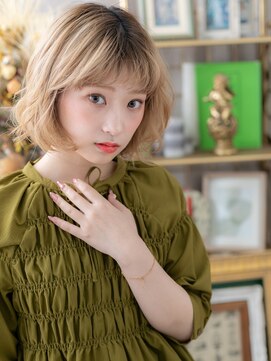 カバーヘア ブリス 戸田公園西口店(COVER HAIR bliss) 外国人風ハイトーンカラーゆるふわボブh2戸田公園10代20代30代