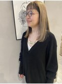 大人可愛いふんわりカールミストバング外国人風カラーブリーチ
