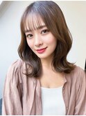 イメチェン小顔前髪外ハネボブ大人可愛いチェリーブラウン