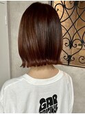 オレンジブラウンカラー　ボブ/オレンジカラー/ブリーチなし