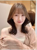 韓国くびれヘア レイヤーカット ネビージュ 小顔 ブリーチなし