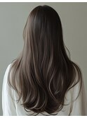 小顔ロング透明感ブリーチなしシルバーアッシュグレージュ