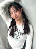 三つ編み ツイン リボン ウェーブヘア パーティー お呼ばれ