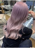 渋谷ピンクベージュカラーペールピンクカラー顔周りレイヤー30代