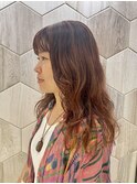 ハイライト/ピンクオレンジ/パーマ風/グラデーション