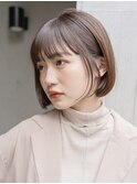 ボブ 外ハネボブ くびれヘア 切りっぱなしボブ 暗めカラー