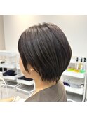小顔ショートボブカラー大人ショートボブひし形ショートカット