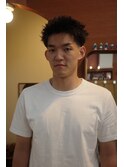 メンズスパイキーショートフェードピンパーマ刈り上げ眉毛カット