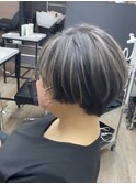 白髪ぼかし/ハイライトカラー/白髪染め/ショートボブ/大船駅/