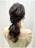 ローポニー/結婚式お呼ばれヘア/参列ヘア/二次会ヘア/ミディアム