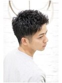 くせ毛風無造作アップバングパーマショートツーブロック