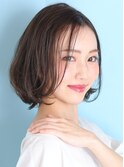 40代50代小顔黒髪ネビージュボブルフワンレンショート