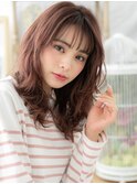 チェリーピンク韓国風顔周りレイヤーロングc6志木20代30代40代