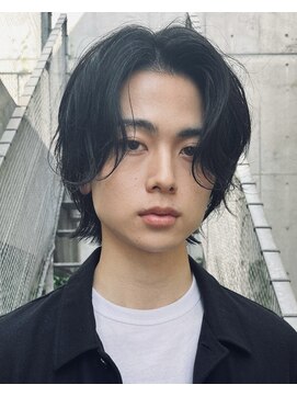 フィフス(fifth) 原宿ニュアンスパーマ黒髪センターパートウルフツーブロック30代