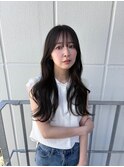 ロングレイヤーに地毛風カラー/シースルーバング