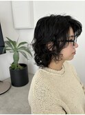 朝楽5分セットの黒髪くるくるウェーブパーマ◎