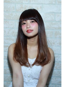 エルデ ナインズ ヘアー スタンド 川口店(elde 9's HAIR STAND) 7モーブカラー&セミウェットなワイドバングなくびれミディ 川口