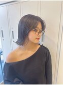 20代30代40代/ヘイリーボブ×ツヤ感カラー/外ハネボブ/ブラウン