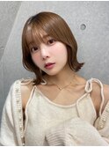 顔周りレイヤーカット小顔ボブルフ/ブリーチなし透明感カラー